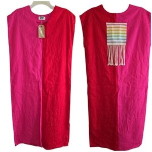NWT Field Study Sack Dress In Special Rainbow Edition 100% Linen S/M Pink Red